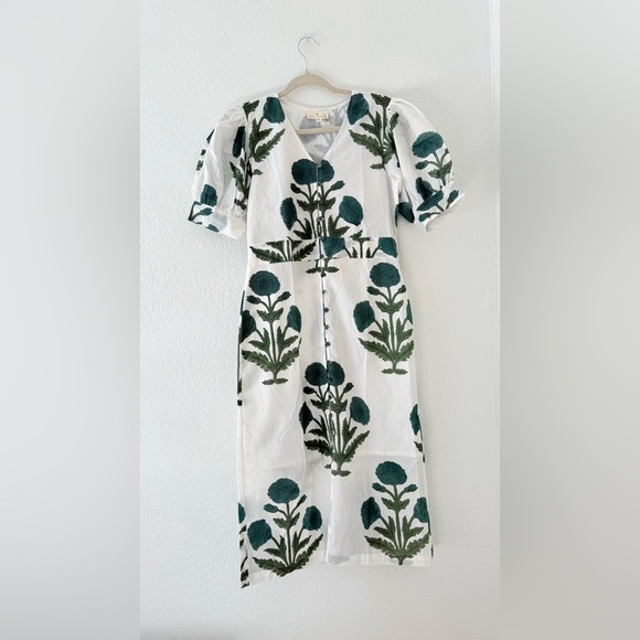 Indigo by boutin The poppy floral midi dress short puff sleeves size M - Picture 11 of 13